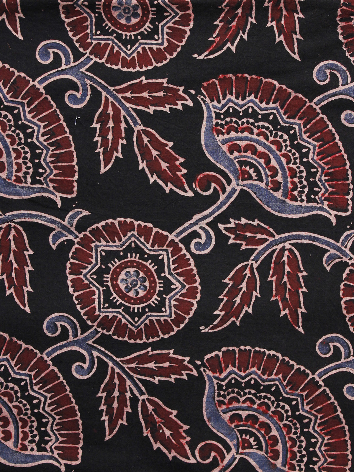 Black Baby Pink Maroon Ajrakh Hand Block Printed Cotton Blouse Fabric - BPA063