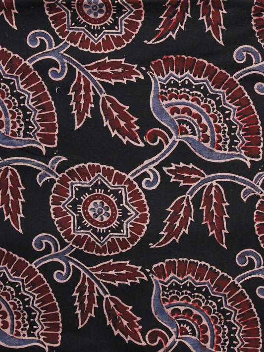 Black Baby Pink Maroon Ajrakh Hand Block Printed Cotton Blouse Fabric - BPA063