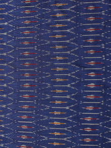 Navy Blue Grey Red Magenta Pochampally Hand Weaved Ikat Mercerised Cotton Fabric Per Meter - F002F1983