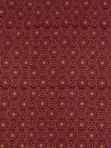 Maroon Mustard Block Printed Cotton Fabric Per Meter - F0916709
