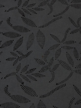 Grey Black Hand Block Printed Cotton Cambric Fabric Per Meter - F0916129