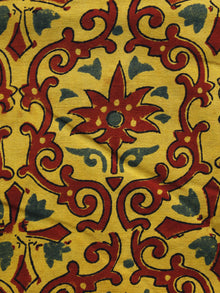 Yellow Maroon Green Ajrakh Hand Block Printed Cotton Blouse Fabric - BPA039