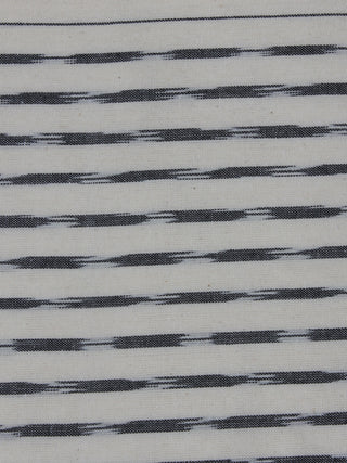 Ivory Black Pochampally Hand Weaved Ikat Fabric Per Meter - F0916751