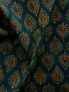 Black Ivory Light Blue Maroon Ajrakh Hand Block Printed Cotton Blouse Fabric - BPA0141