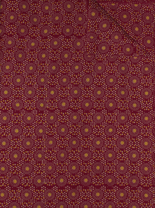 Maroon Mustard Block Printed Cotton Fabric Per Meter - F0916709