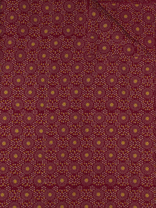 Maroon Mustard Block Printed Cotton Fabric Per Meter - F0916709