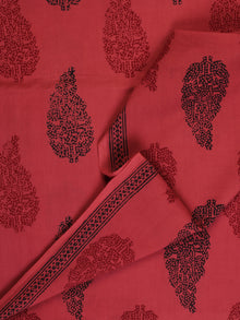 Magenta Pink Red Black Bagh Printed Cotton Fabric Per Meter - F005F2090