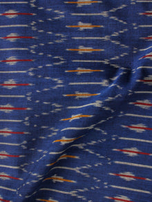 Navy Blue Grey Red Magenta Pochampally Hand Weaved Ikat Mercerised Cotton Fabric Per Meter - F002F1983
