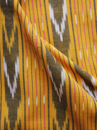 Yellow grey Pink Pochampally Hand Weaved Ikat Fabric Per Meter - F003F1247