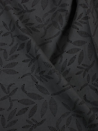 Grey Black Hand Block Printed Cotton Cambric Fabric Per Meter - F0916129
