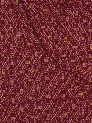 Maroon Mustard Block Printed Cotton Fabric Per Meter - F0916709