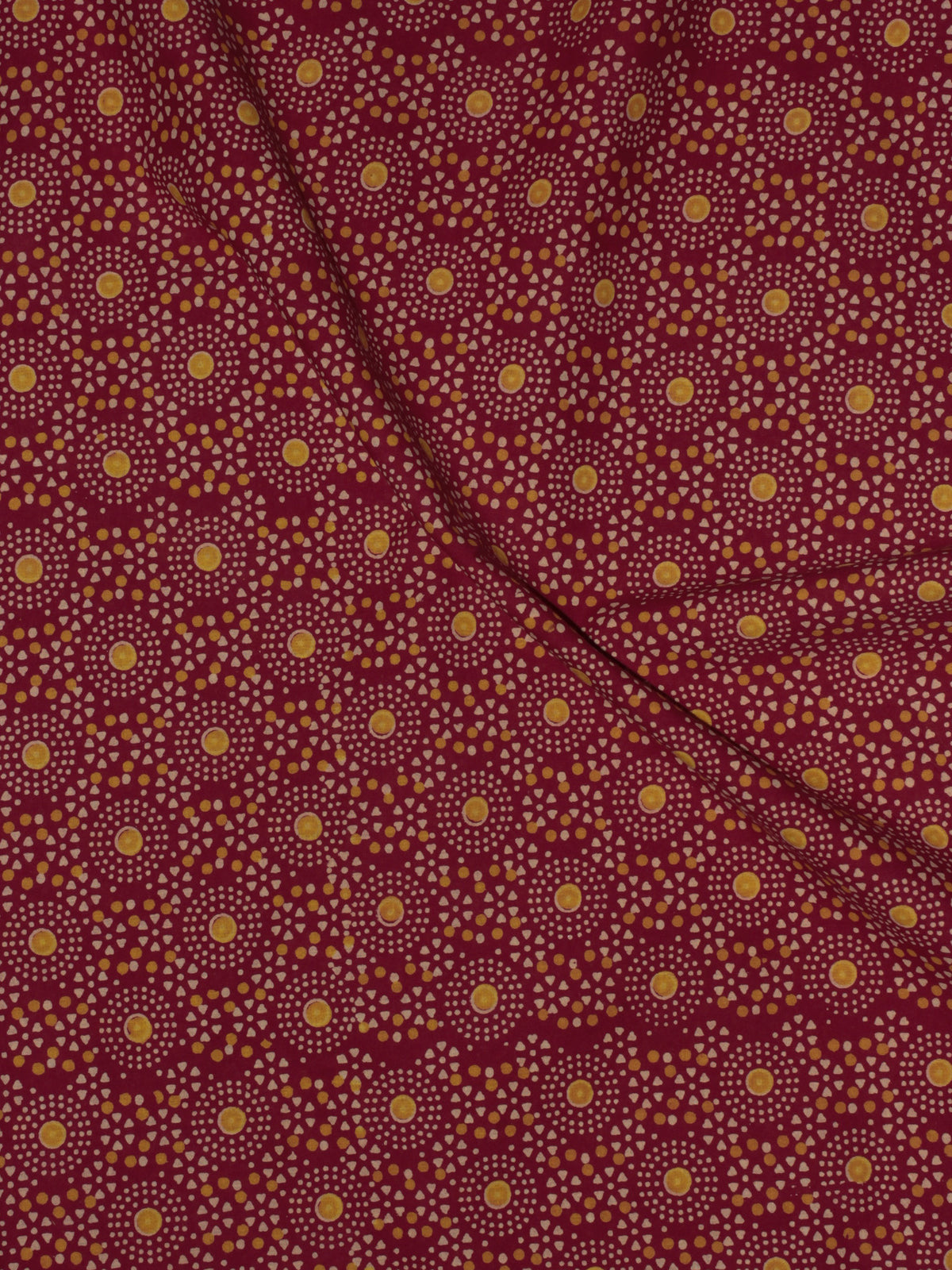 Maroon Mustard Block Printed Cotton Fabric Per Meter - F0916709