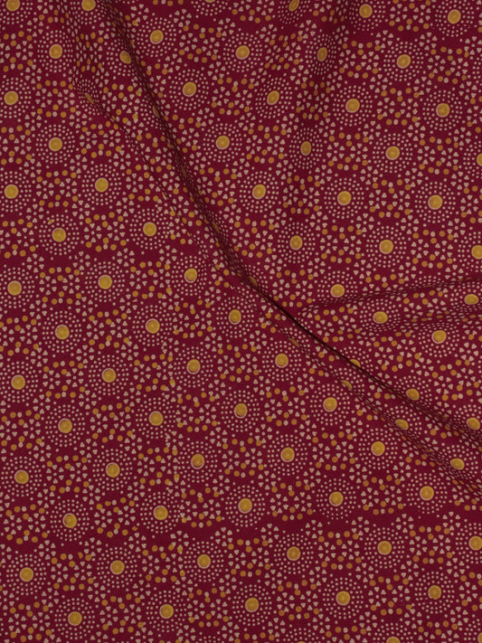 Maroon Mustard Block Printed Cotton Fabric Per Meter - F0916709