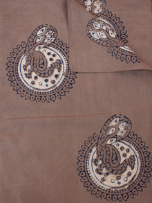 Brown Beige Blue Hand Block Printed Cotton Fabric Per Meter - F0916187
