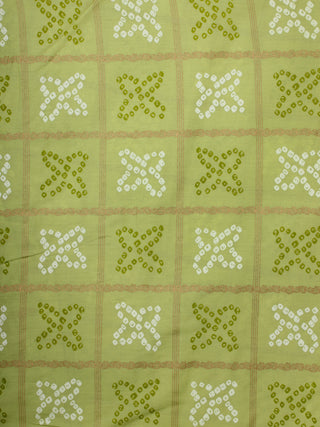Green White Block Printed Cotton Fabric Per Meter - F001F2206