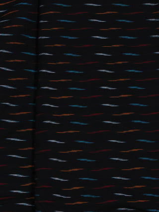 Black Orange Blue White Pochampally Hand Weaved Ikat Fabric Per Meter - F0916716