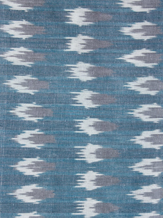 Blue Grey White Hand Woven Ikat Handloom Cotton Fabric Per Meter - F002F1950