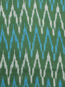 Green Blue White Pochampally Hand Woven Ikat Fabric Per Meter - F002F1052