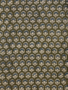 Green Indigo Beige Hand Block Printed Cotton Fabric Per Meter - F001F1738