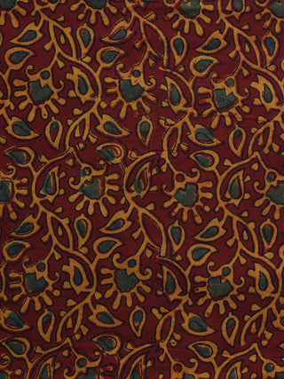 Red Beige Green Ajrakh Hand Block Printed Cotton Blouse Fabric - BPA004