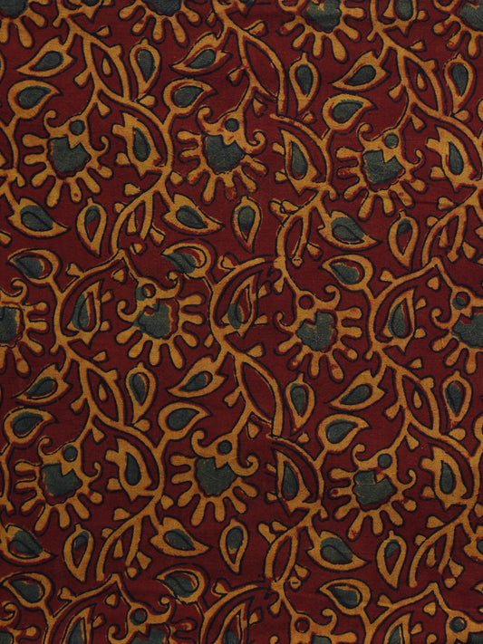 Red Beige Green Ajrakh Hand Block Printed Cotton Blouse Fabric - BPA004