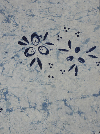 Indigo Hand Block Printed Cotton Cambric Fabric Per Meter - F0916114
