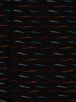 Black Orange Blue White Pochampally Hand Weaved Ikat Fabric Per Meter - F0916716