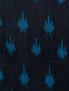 Black Sky Blue Pochampally Hand Weaved Ikat Mercerised Cotton Fabric Per Meter - F002F1856
