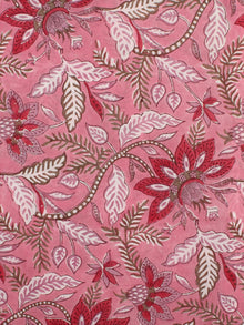 Pink Red White Hand Block Printed Cotton Fabric Per Meter - F001F2348