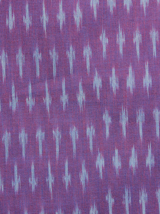 Purple Grey Pochampally Hand Weaved Ikat Mercerised Cotton Fabric Per Meter - F002F1023