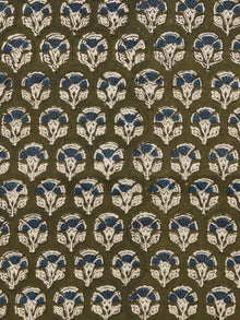 Green Indigo Beige Hand Block Printed Cotton Fabric Per Meter - F001F1738