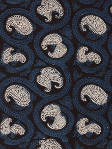 Indigo Black OffWhite Hand Block Printed Cotton Fabric Per Meter - F001F2441