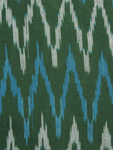 Green Blue White Pochampally Hand Woven Ikat Fabric Per Meter - F002F1052
