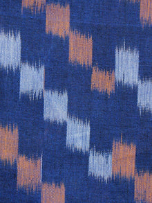 Indigo Orange Grey Pochampally Hand Weaved Ikat Mercerised  Fabric Per Meter - F002F1405