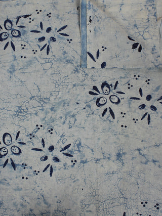 Indigo Hand Block Printed Cotton Cambric Fabric Per Meter - F0916114