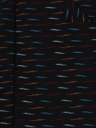 Black Orange Blue White Pochampally Hand Weaved Ikat Fabric Per Meter - F0916716