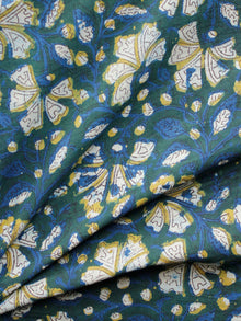 Green Indigo Ivory Mustard Hand Block Printed Cotton Fabric Per Meter - F001F1729