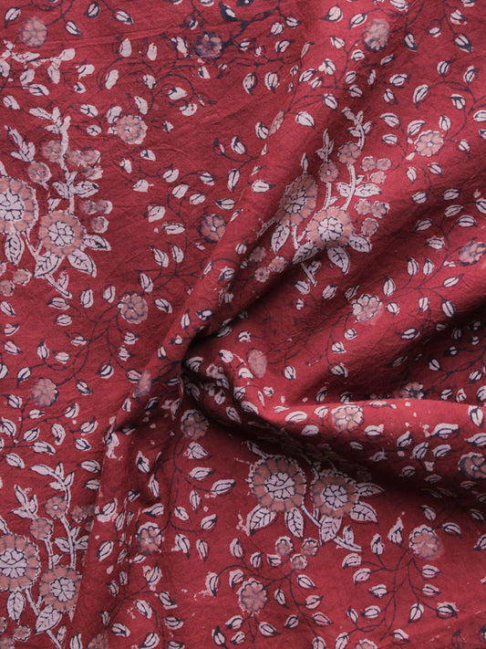 Maroon Pink Black Hand Block Printed Cotton Fabric Per Meter - F001F1150