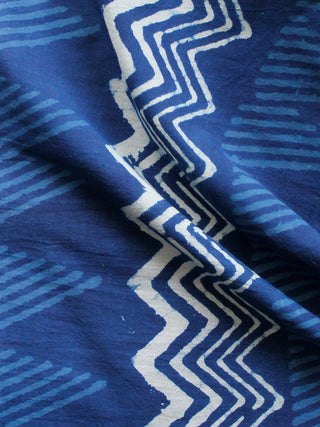 Indigo White Hand Block Printed Cotton Fabric Per Meter - F001F1557