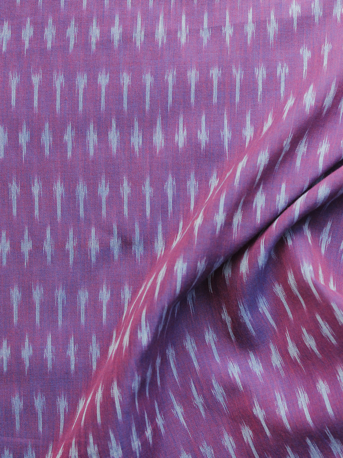 Purple Grey Pochampally Hand Weaved Ikat Mercerised Cotton Fabric Per Meter - F002F1023
