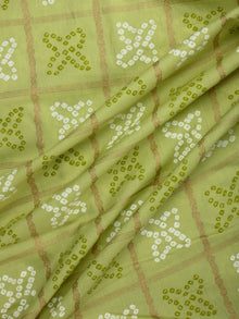 Green White Block Printed Cotton Fabric Per Meter - F001F2206