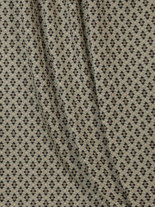 Pista Green Black Golden Block Printed Cotton Fabric Per Meter - F001F2396
