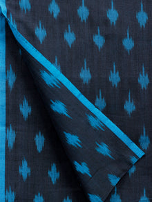 Black Sky Blue Pochampally Hand Weaved Ikat Mercerised Cotton Fabric Per Meter - F002F1856
