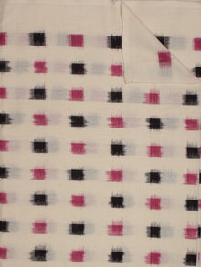 Ivory Pink Black Pochampally Hand Weaved Double Ikat Fabric Per Meter - F002F797
