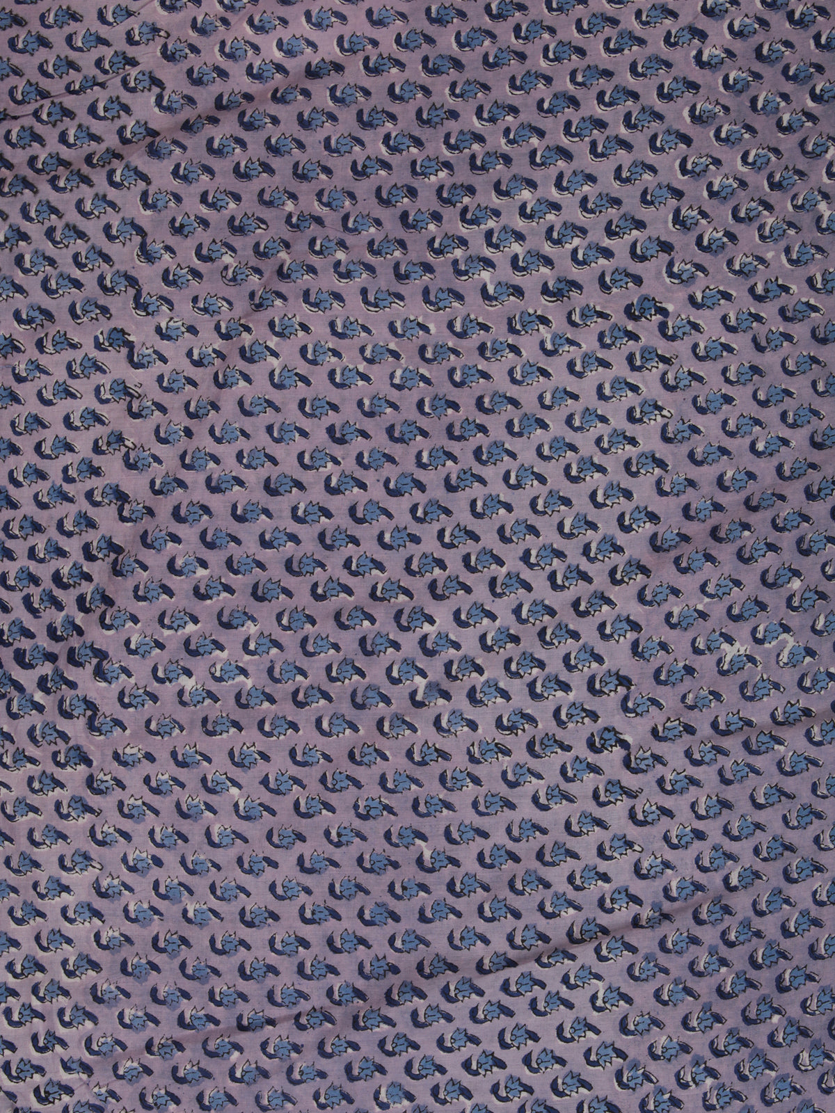Blue Purple Hand Block Printed Cotton Fabric Per Meter - F001F2367