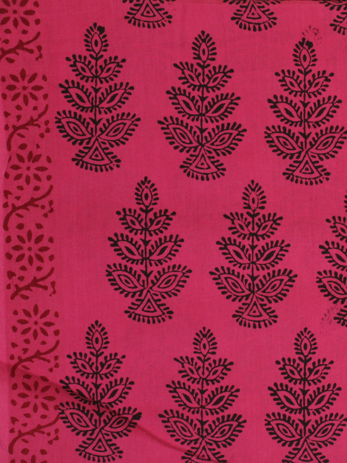 Magenta Pink Black Bagh Printed Cotton Fabric Per Meter - F005F2091