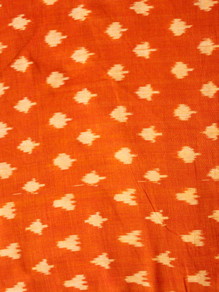Orange Yellow Pochampally Hand Weaved Ikat Mercerised Cotton Fabric Per Meter - F002F1984
