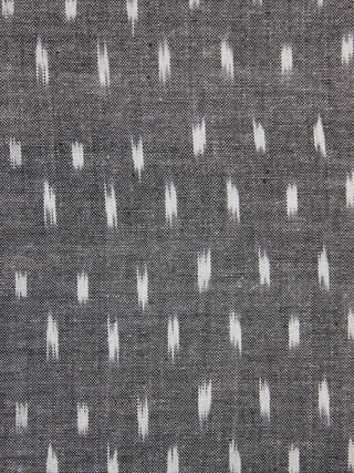 Grey White Pochampally Hand Weaved Ikat Fabric Per Meter - F003F1254