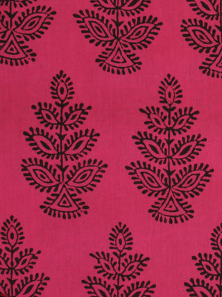 Magenta Pink Black Bagh Printed Cotton Fabric Per Meter - F005F2091