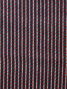 Black Red Ivory Ajrakh Hand Block Printed Cotton Fabric Per Meter - F003F1543